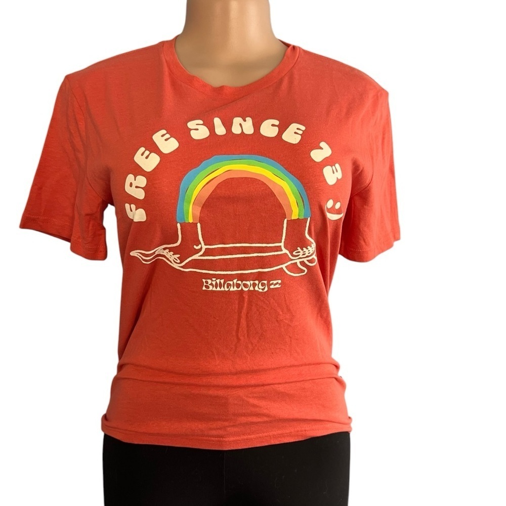 Billabong Red Short Sleeve Tee with Retro Graphic